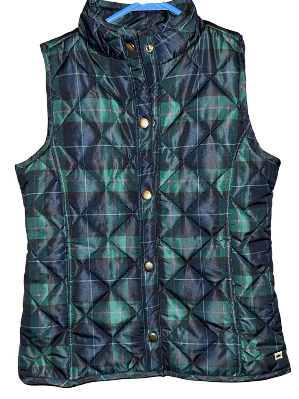 Crown & Ivy Quilted Plaid Puffer Vest